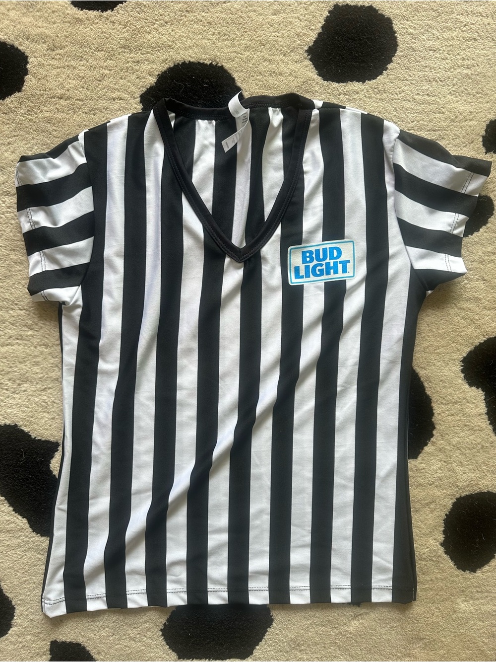 Bud light Black & White Striped Referee Tee